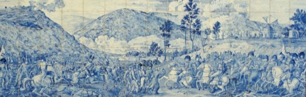 Depiction of battle on ceramic tile, Roliça, 39k